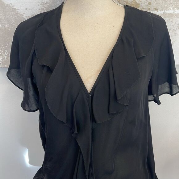 Ruffle Trim JOIE Silk Blouse with elastic waist - Picture 2 of 7